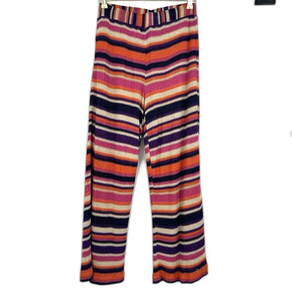 Trina Turk Wide-leg Eden Pants Size Small Orange Multi Metallic Knit Summer Chic - Picture 2 of 12